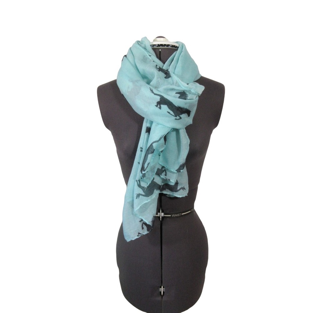 Woven Horse Print Scarf Women's Boho Lagenlook‎ Lightweight Wrap Shawl